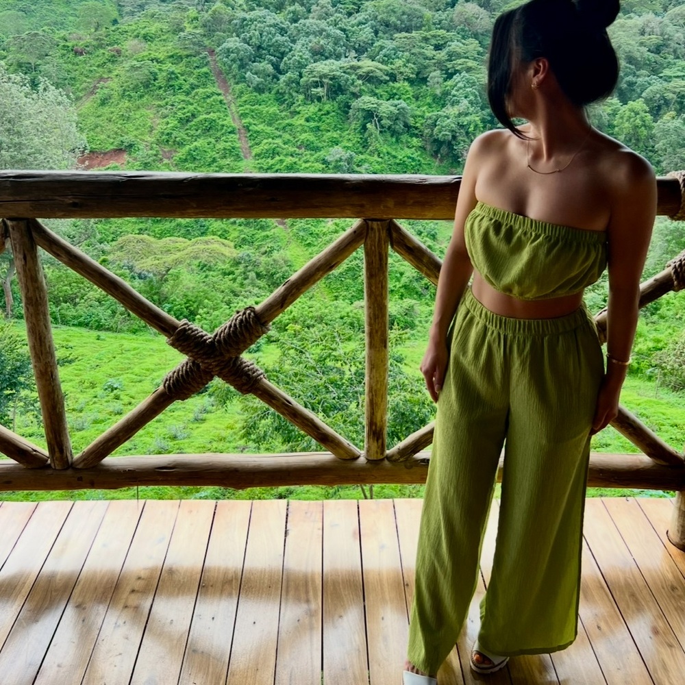 Simons Green Textured jump suit